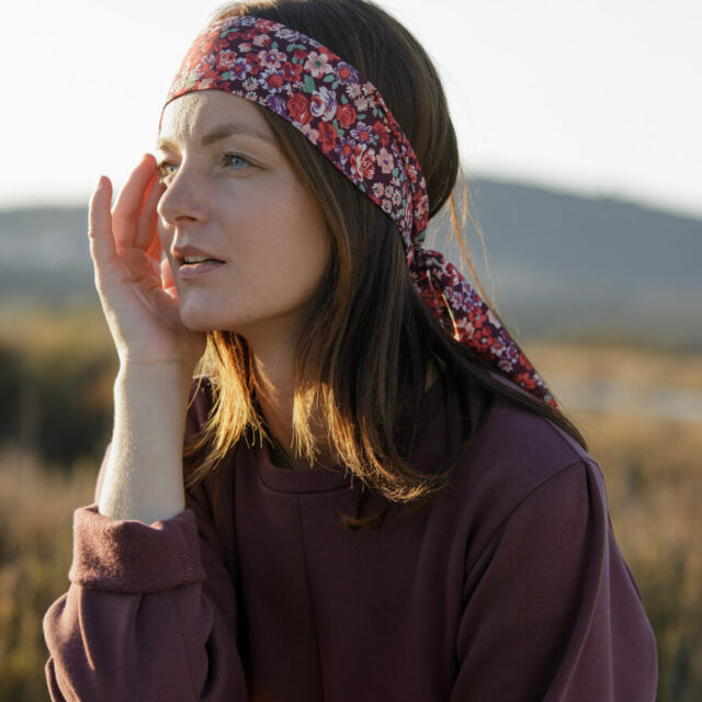 April et C - Ruban cheveux / ceinture - Champ de fleurs