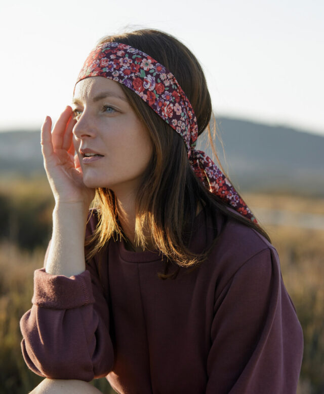 April et C - Ruban cheveux / ceinture - Champ de fleurs