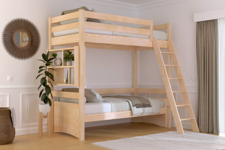 ABC MEUBLES - Lit mezzanine 1 place bois Sylvia 90x200 échelle inclinée