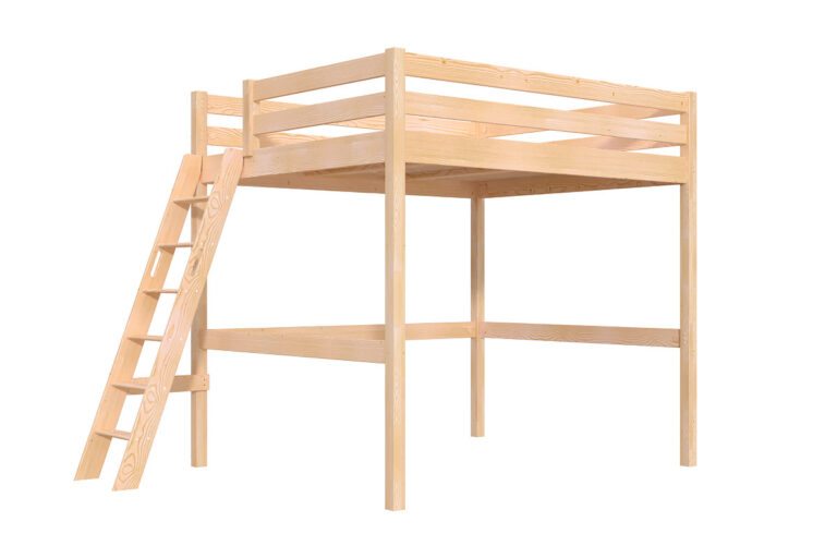 ABC MEUBLES - Lit mezzanine 2 places bois Sylvia 160x200 échelle inclinée