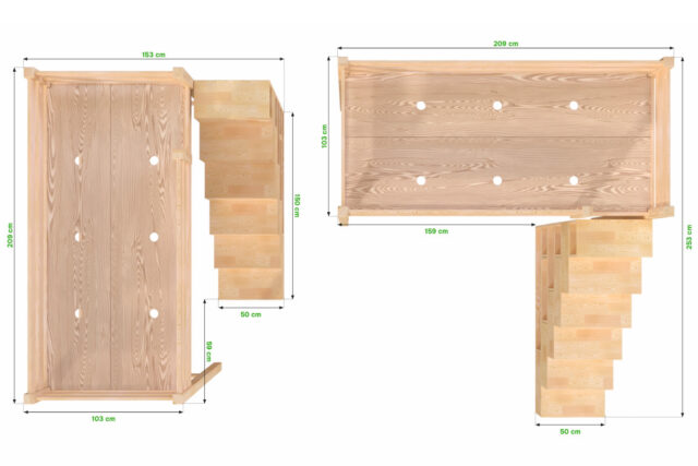 ABC MEUBLES - Lit mezzanine bois 90x200 Sylvia avec escalier cube