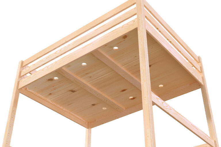 ABC MEUBLES - Lit mezzanine bois 90x200 Sylvia avec escalier cube