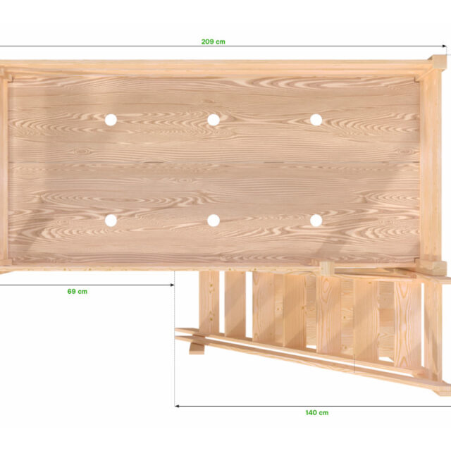 ABC MEUBLES - Lit Mezzanine bois Sylvia 90x200 avec escalier de meunier