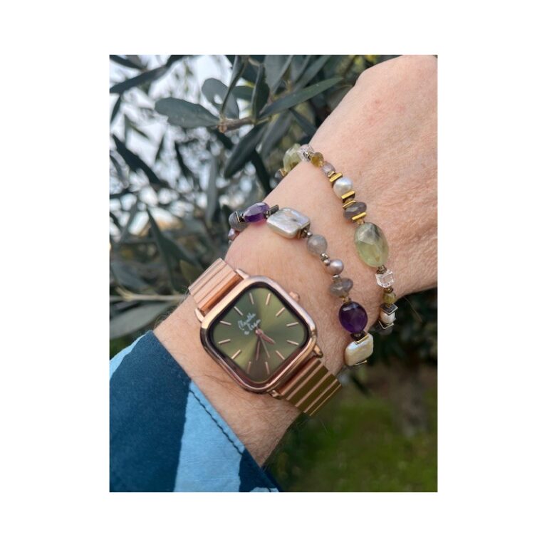 Menthe à l'eau - Montre Femme La Perpétuelle Fond Vert Bracelet Acier Rose dorée – Jaune