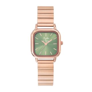 Menthe à l’eau - Montre Femme La Perpétuelle Fond Vert Bracelet Acier Rose dorée