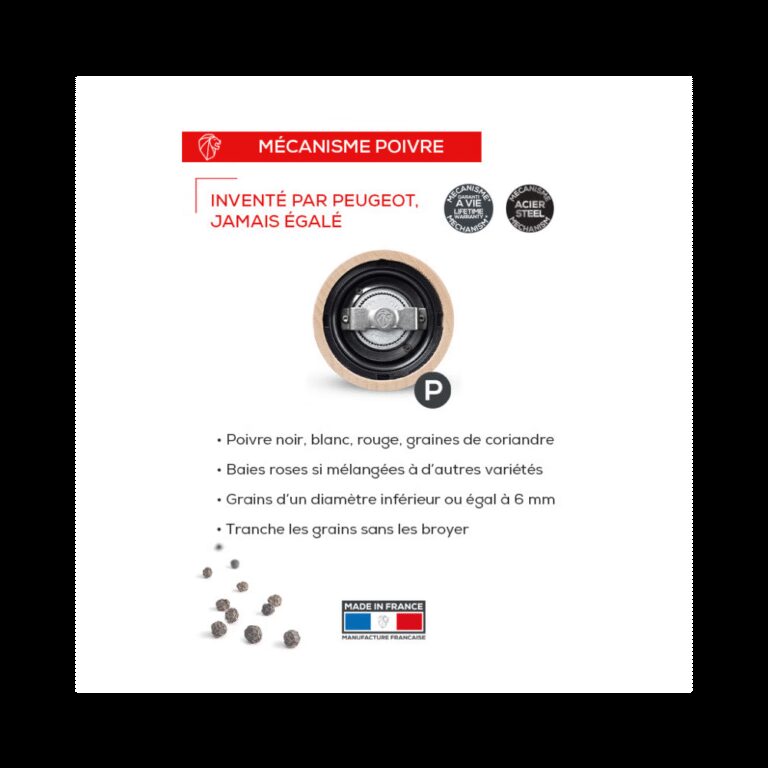 PEUGEOT SAVEURS - Moulin à poivre PEUGEOT SAVEURS Paris u'Select Noir Satin - 4 tailles