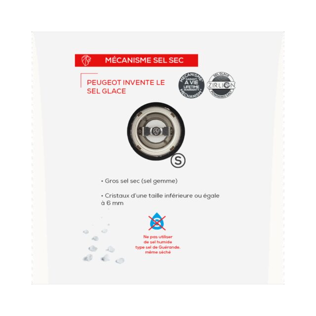 PEUGEOT SAVEURS - Moulin à sel sec PEUGEOT SAVEURS Paris u'Select Zirlion Noir Satin - 4 tailles