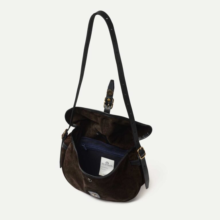 Bleu De Chauffe - Musette du pêcheur demi-lune Margot - Marron Foncé