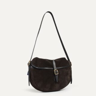 Bleu de Chauffe - Musette du pêcheur demi-lune Margot – Marron Foncé