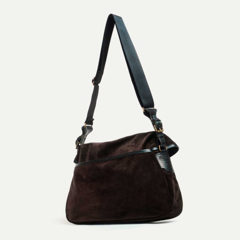 Bleu De Chauffe - Musette du Pêcheur M / Cuir Velours - Marron foncé
