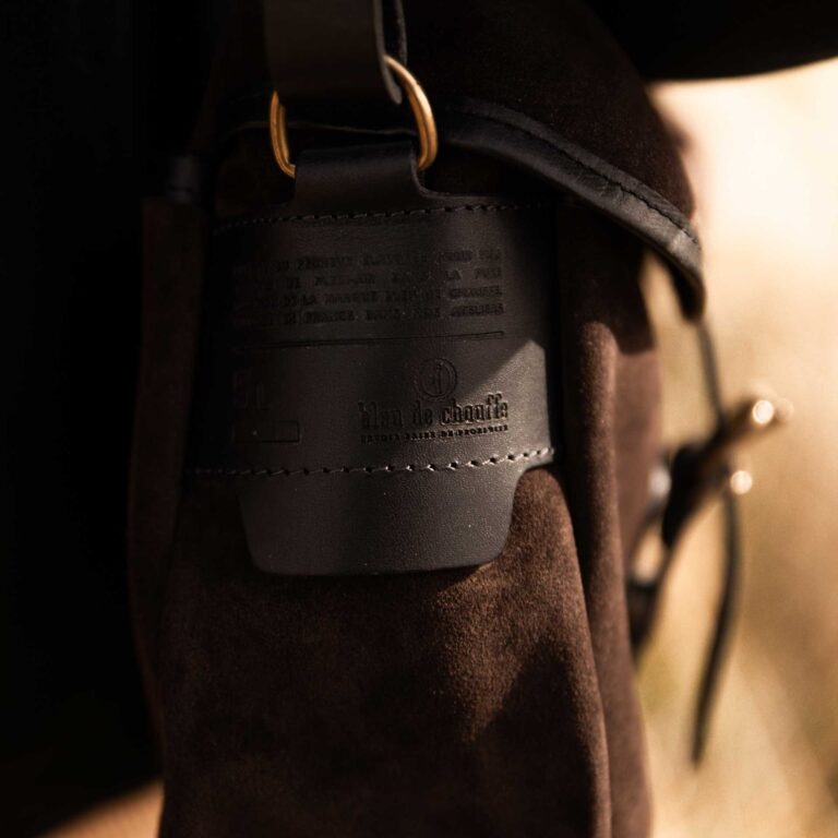 Bleu De Chauffe - Musette du Pêcheur M / Cuir Velours - Marron foncé