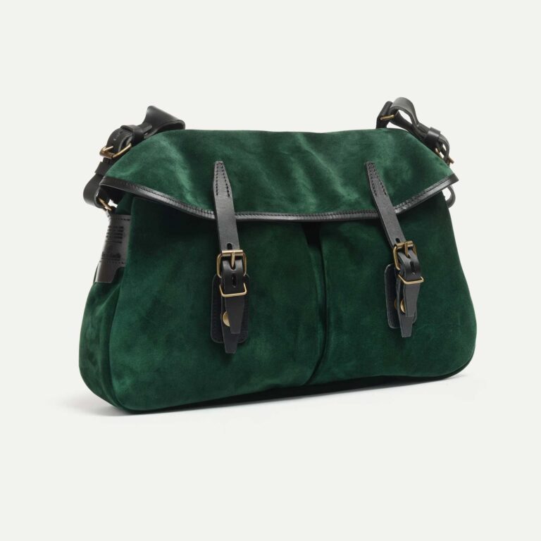 Bleu De Chauffe - Musette du Pêcheur M / Cuir Velours - Vert Foncé