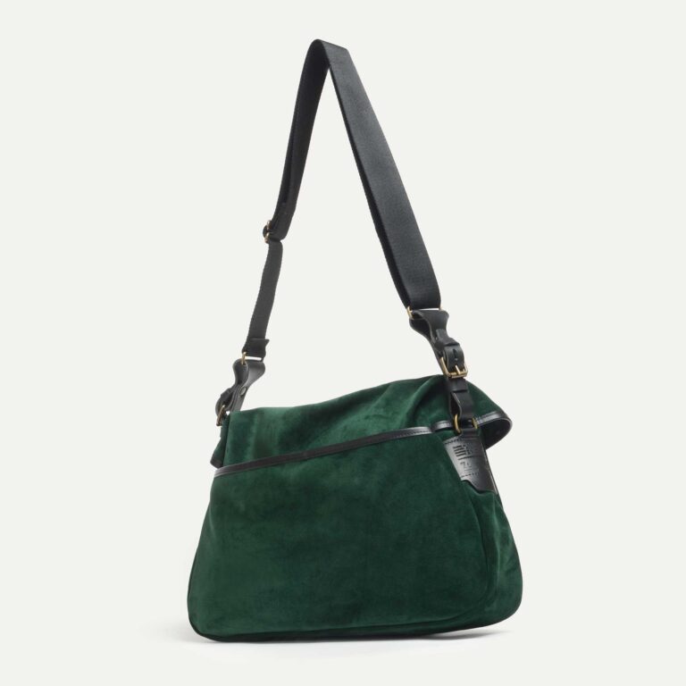 Bleu De Chauffe - Musette du Pêcheur M / Cuir Velours - Vert Foncé
