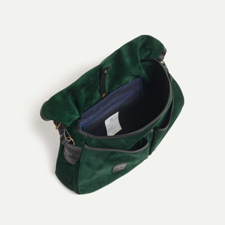 Bleu De Chauffe - Musette du Pêcheur M / Cuir Velours - Vert Foncé