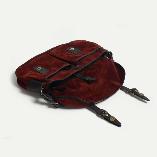 Bleu De Chauffe - Musette du Pêcheur S / Cuir Velours - Bordeaux Foncé