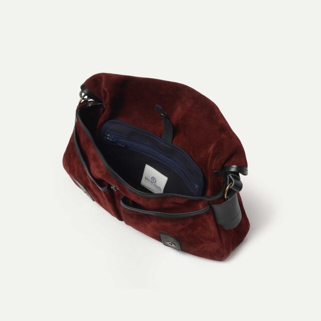 Bleu De Chauffe - Musette du Pêcheur S / Cuir Velours - Bordeaux Foncé