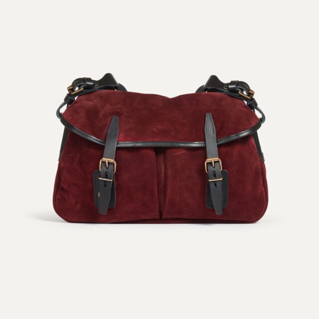 Bleu De Chauffe - Musette du Pêcheur S / Cuir Velours - Bordeaux Foncé