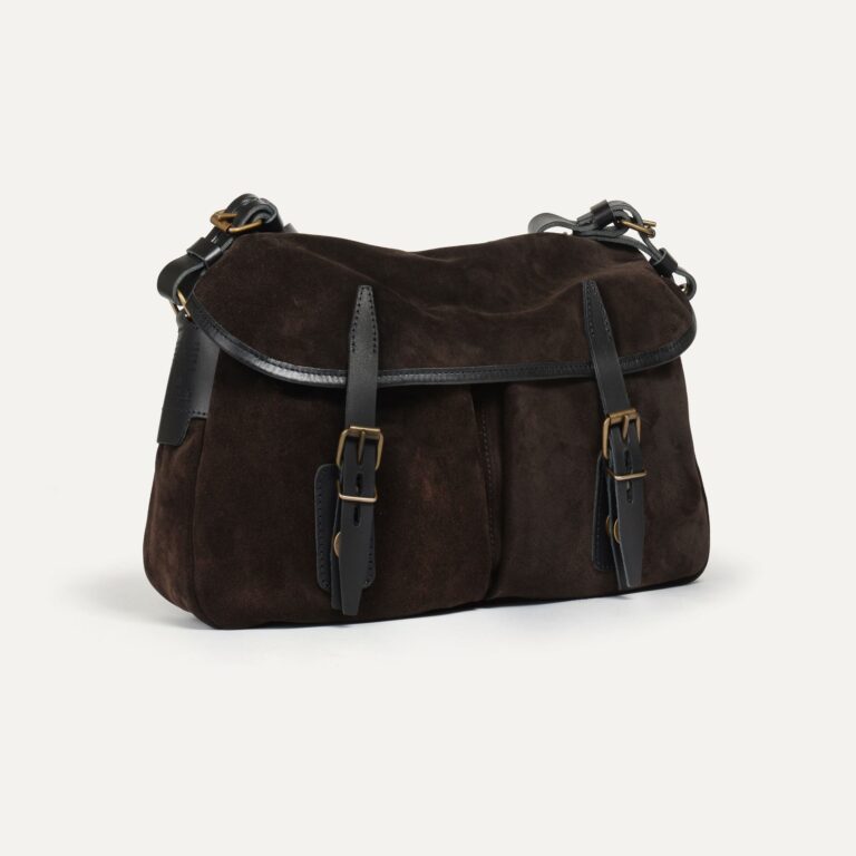 Bleu De Chauffe - Musette du Pêcheur S / Cuir Velours - Marron foncé