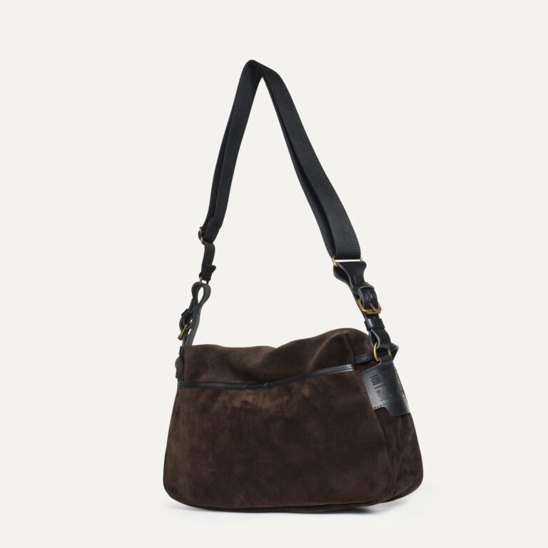 Bleu De Chauffe - Musette du Pêcheur S / Cuir Velours - Marron foncé