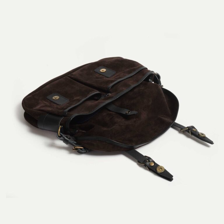 Bleu De Chauffe - Musette du Pêcheur S / Cuir Velours - Marron foncé