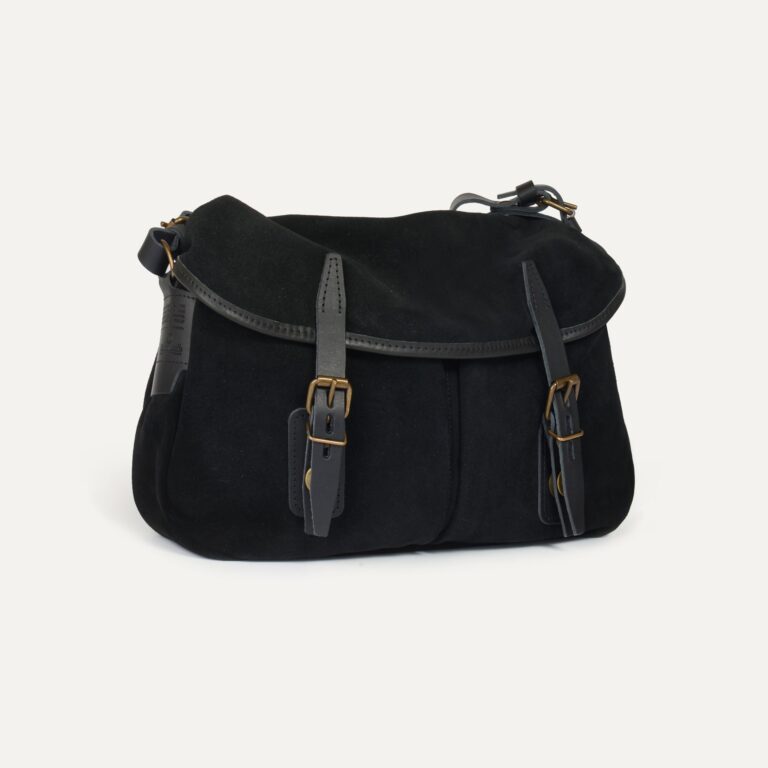 Bleu De Chauffe - Musette du Pêcheur S / Cuir Velours - Noir