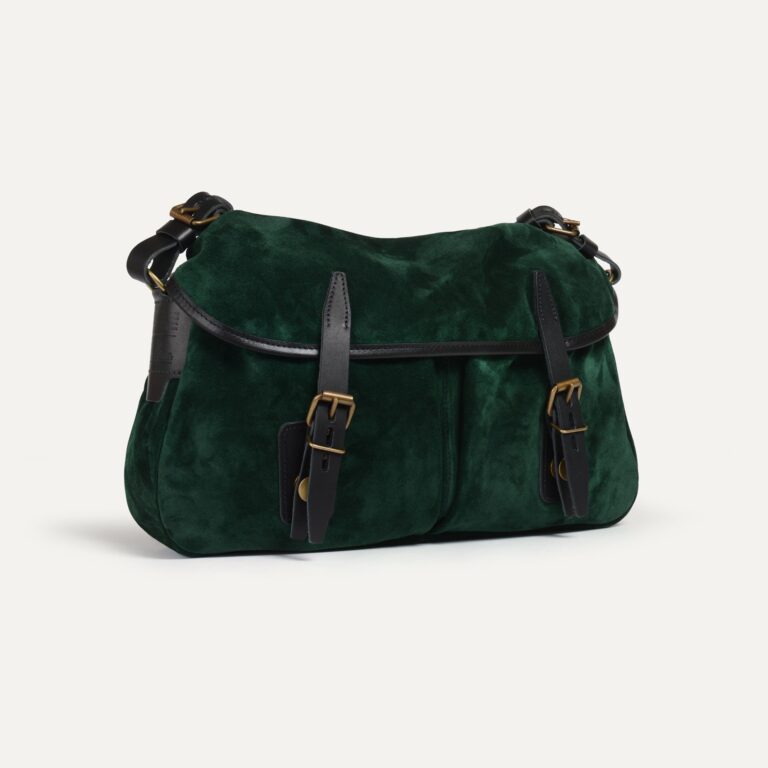 Bleu De Chauffe - Musette du Pêcheur S / Cuir Velours - Vert foncé