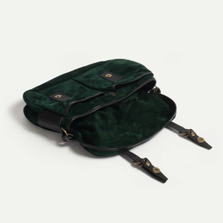 Bleu De Chauffe - Musette du Pêcheur S / Cuir Velours - Vert foncé