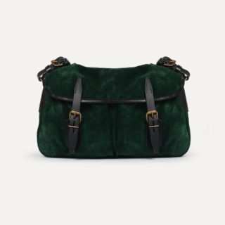 Bleu de Chauffe - Musette du Pêcheur S / Cuir Velours  Vert foncé