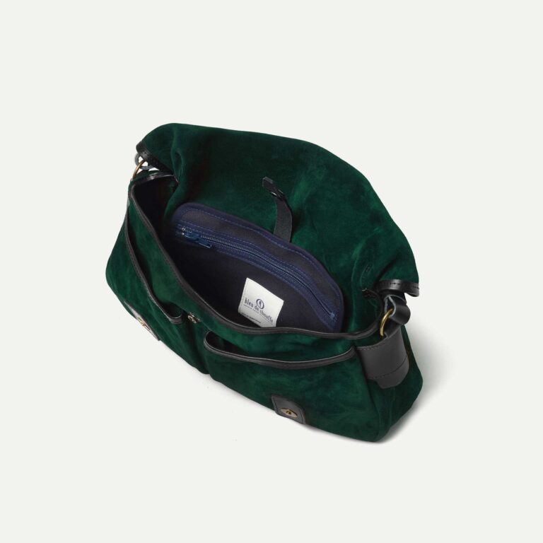 Bleu De Chauffe - Musette du Pêcheur S / Cuir Velours - Vert foncé