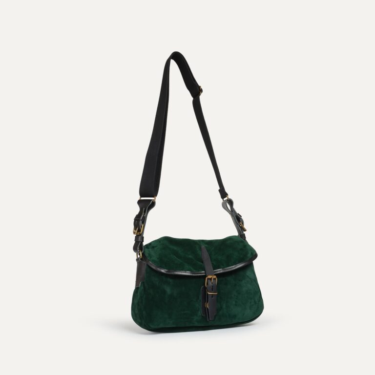Bleu De Chauffe - Musette du Pêcheur XS / Cuir Velours - Vert foncé