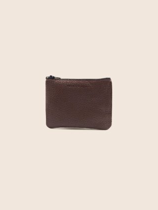 Pochette cuir upcyclé marron par la marque JULES & JENN JULES & JENN - Pochette cuir upcyclé marron