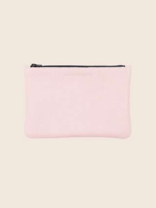 Pochette cuir upcyclé grainé rose par la marque JULES & JENN JULES & JENN - Pochette cuir upcyclé grainé rose