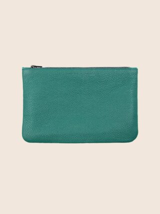 JULES & JENN - Pochette cuir upcyclé grainé vert