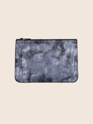 JULES & JENN - Pochette cuir upcyclé noir irisé