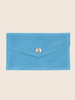 JULES & JENN - Pochette enveloppe cuir upcyclé bleu