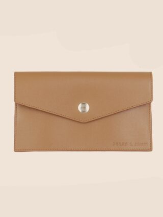 JULES & JENN - Pochette enveloppe cuir upcyclé camel