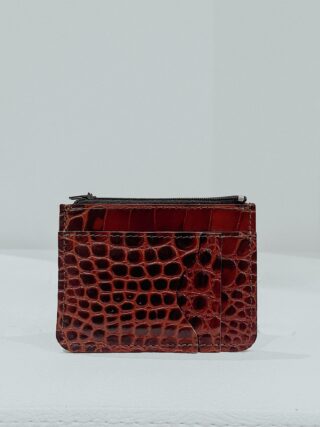 Porte-Monnaie Cuir Marron Croco – Giulia par la marque Maison Rottier Maison Rottier - Porte-Monnaie Cuir Marron Croco – Giulia