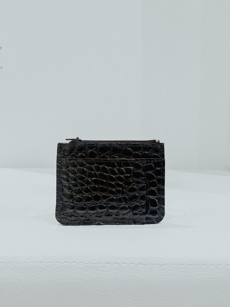 Maison Rottier - Maroquinerie fabriquée en France - Porte-Monnaie Cuir Noir Croco - Giulia