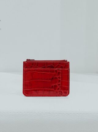 Maison Rottier - Porte-Monnaie Cuir Rouge Croco  Giulia