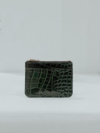 Maison Rottier - Porte-Monnaie Cuir Vert Croco  Giulia