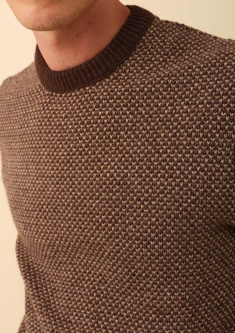 pull alentour marron beige Montlimart - PULL ALENTOUR MARRON/BEIGE