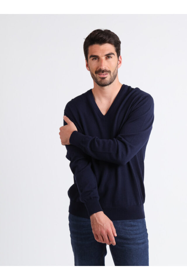 Monsieur Solfin - Pull col V laine mérinos · Camille