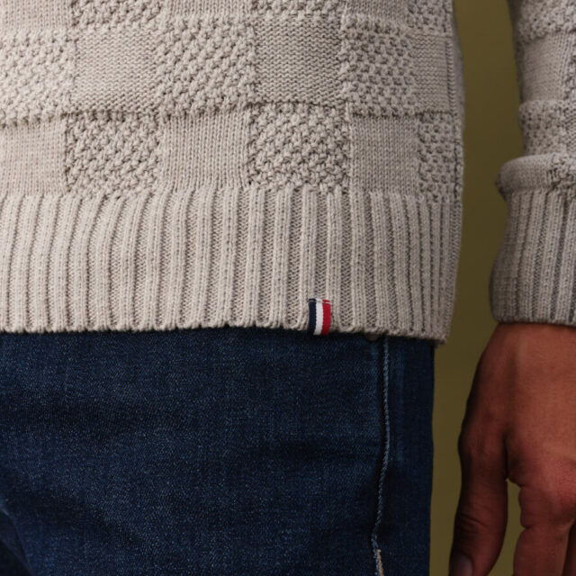 Montlimart - PULL MOSAIQUE GRIS CLAIR