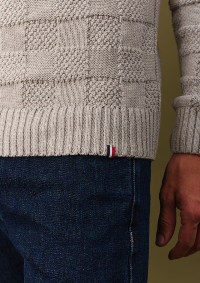 Montlimart - PULL MOSAIQUE GRIS CLAIR