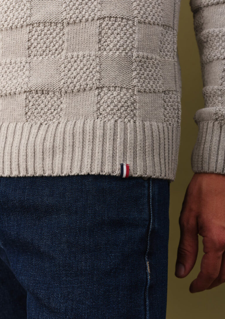 Montlimart - PULL MOSAIQUE GRIS CLAIR