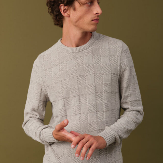 Montlimart - PULL MOSAIQUE GRIS CLAIR