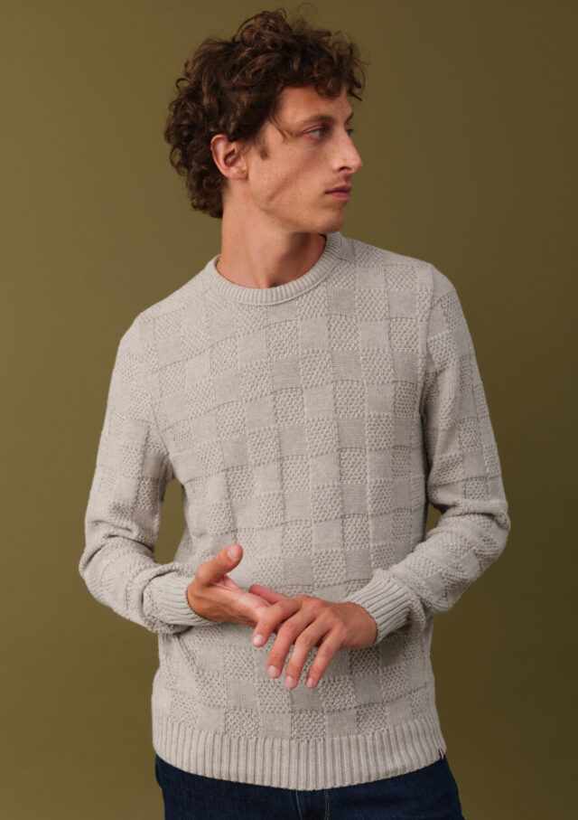 Montlimart - PULL MOSAIQUE GRIS CLAIR