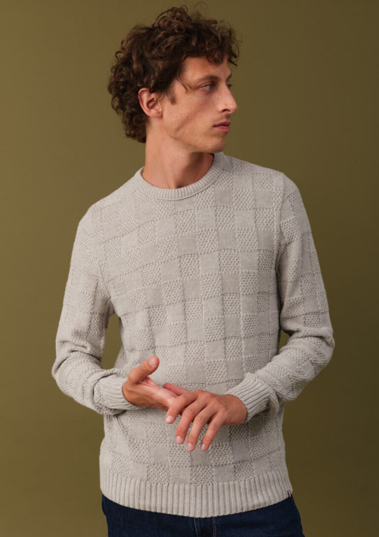Montlimart - PULL MOSAIQUE GRIS CLAIR
