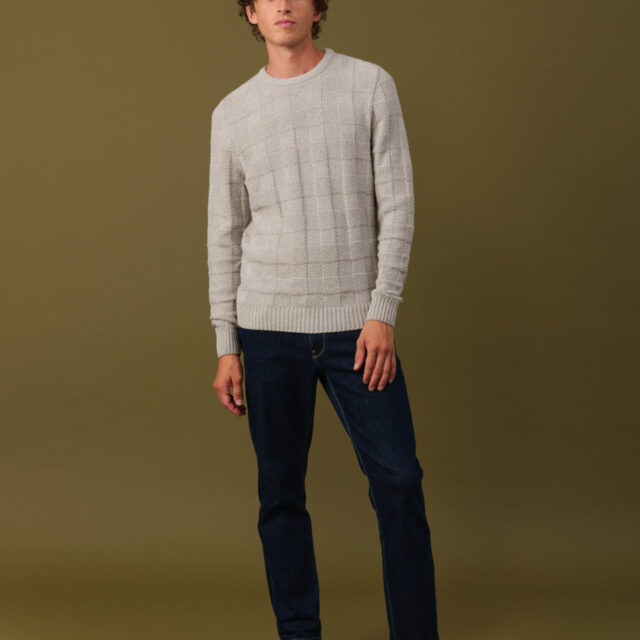 Montlimart - PULL MOSAIQUE GRIS CLAIR