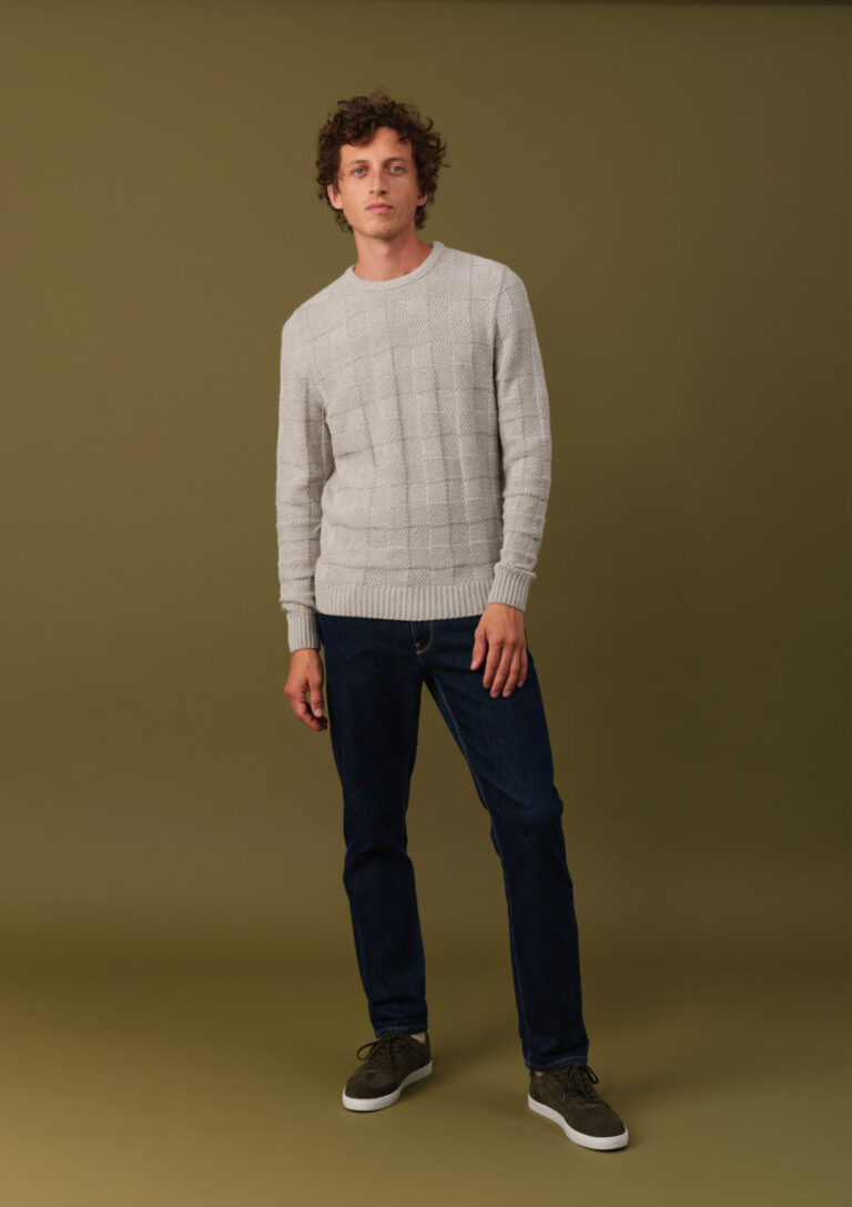 Montlimart - PULL MOSAIQUE GRIS CLAIR